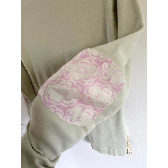 Anthropologie Women's Top Off Center Buttons Silk Patches Pale Sage Cotton - Picture 3 of 7